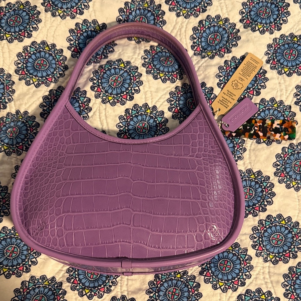 Coachtopia Ergo Purple Croc-Embossed Bag